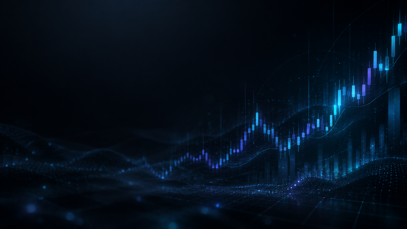 Abstract market chart visual with blue and cyan data lines